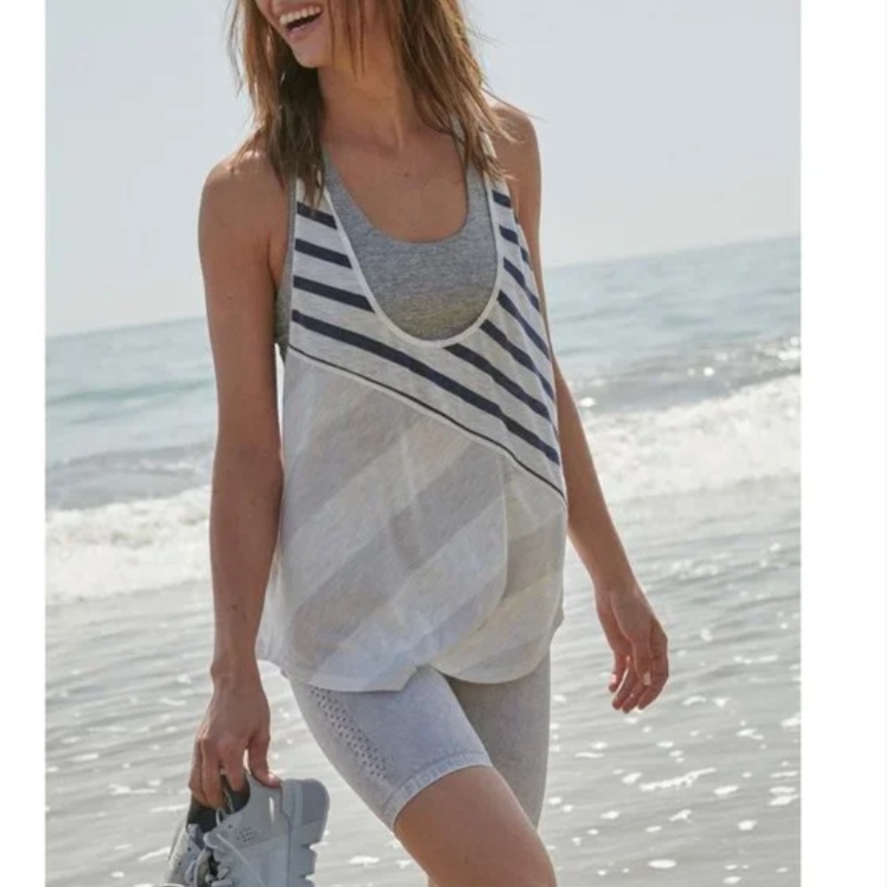 FREE PEOPLE Keep Rolling Tank Printed / Brushed Sail Combo Small S